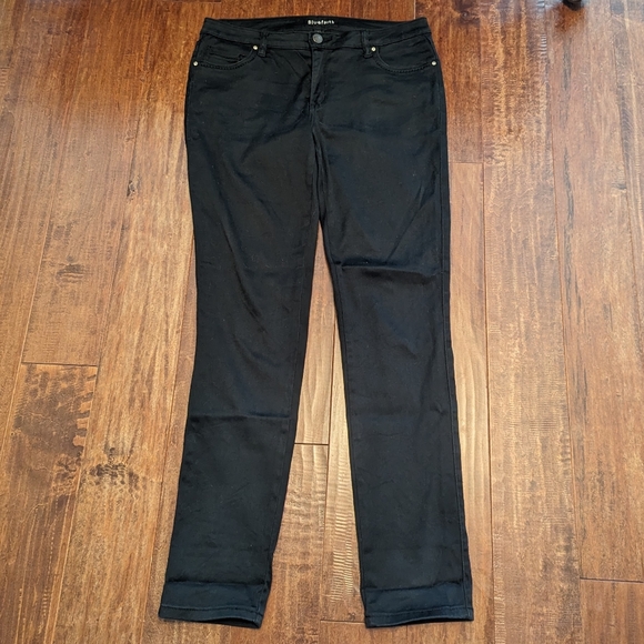 Blue Faith Rhinestones Mid Rise Stretch Straight Leg Black Jeans. Women's 12 - Picture 1 of 5